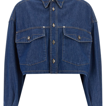 Versace Blue Cotton Blouse