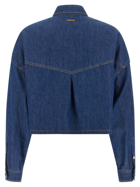 Versace Blue Cotton Blouse Versace