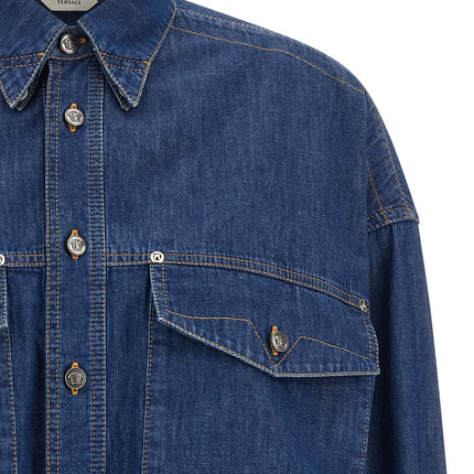 Versace Blue Cotton Blouse