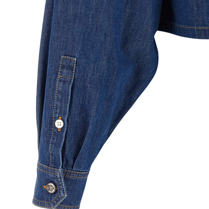 Versace Blue Cotton Blouse Versace