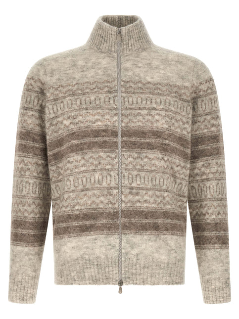 Brunello Cucinelli Beige Alpaca Leather Cardigan
