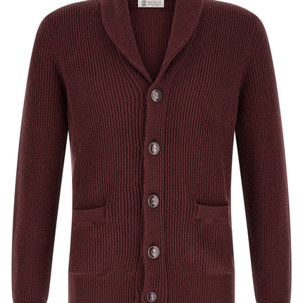 Brunello Cucinelli Bordeaux Cotton Cardigan Brunello Cucinelli