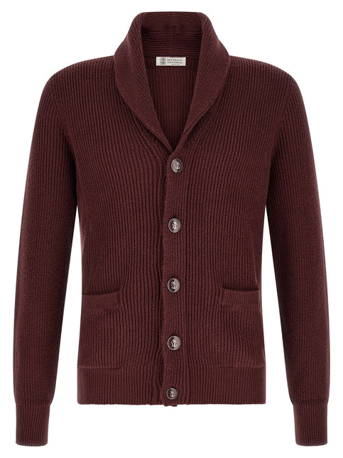 Brunello Cucinelli Bordeaux Cotton Cardigan Brunello Cucinelli