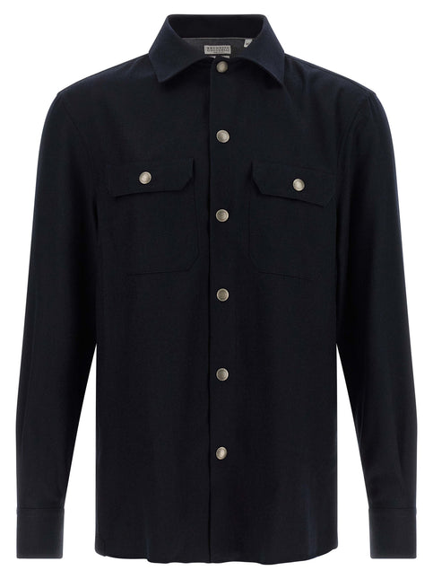 Brunello Cucinelli Blue Virgin Wool Blouse Brunello Cucinelli