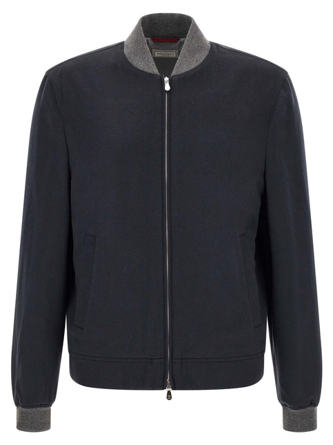 Brunello Cucinelli Blue Cashmere Bomber