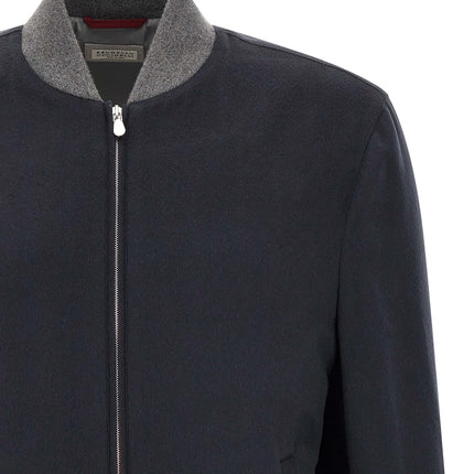 Brunello Cucinelli Blue Cashmere Bomber