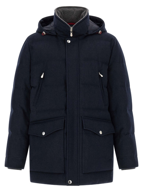 Brunello Cucinelli Blue Wool Parka Brunello Cucinelli