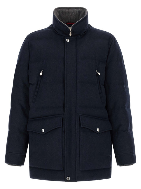 Brunello Cucinelli Blue Wool Parka Brunello Cucinelli