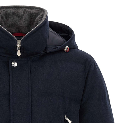 Brunello Cucinelli Blue Wool Parka Brunello Cucinelli