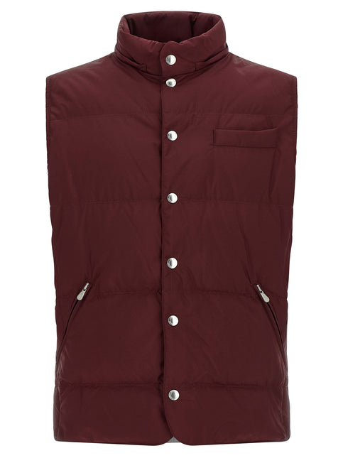 Brunello Cucinelli Bordeaux Polyester Sleeveless Jacket