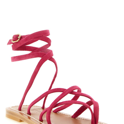 K.JACQUES SAINT TROPEZ Fuchsia Calfskin Flat Sandals