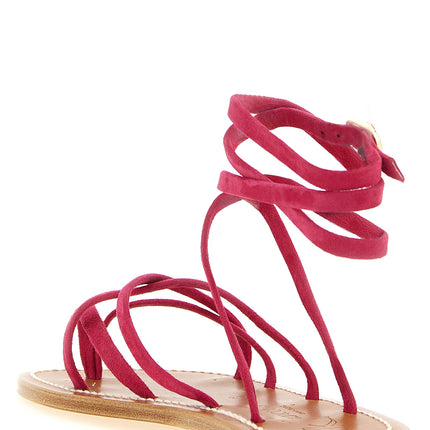 K.JACQUES SAINT TROPEZ Fuchsia Calfskin Flat Sandals