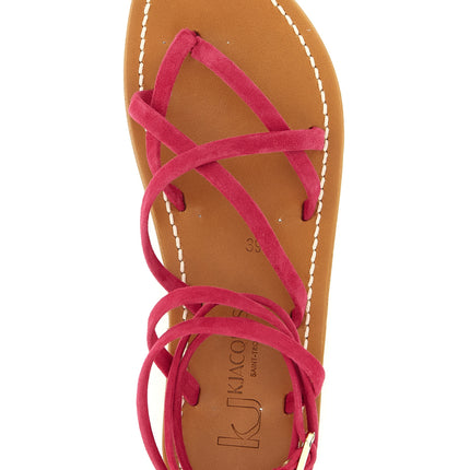 K.JACQUES SAINT TROPEZ Fuchsia Calfskin Flat Sandals