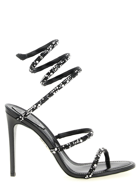 RENE CAOVILLA Bicolor Viscose Stiletto Heel Sandals RENE CAOVILLA