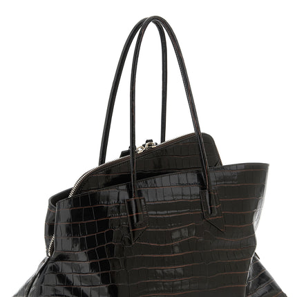 The Attico Brown Bovine Leather Shoulder Bag The Attico