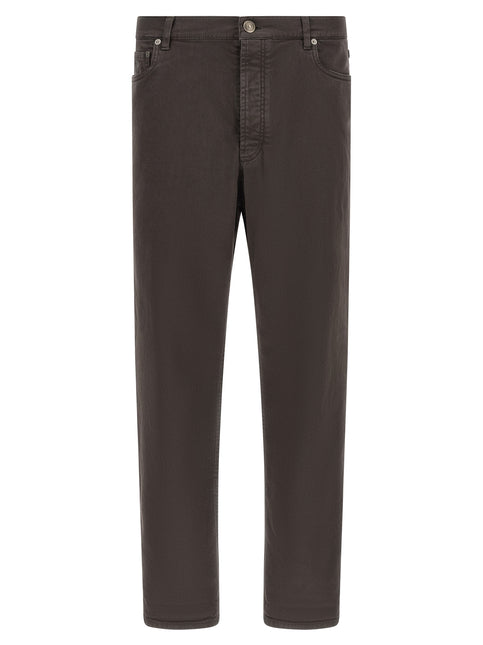 Brunello Cucinelli Brown Cotton Straight-Leg Jeans