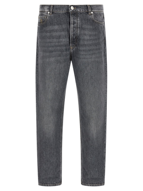 Brunello Cucinelli Gray Cotton Straight-Leg Jeans