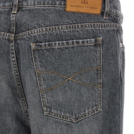 Brunello Cucinelli Gray Cotton Straight-Leg Jeans