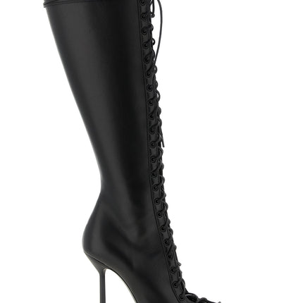 LE SILLA Black Lamb Leather Over The Knee LE SILLA