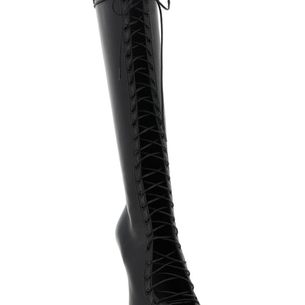 LE SILLA Black Lamb Leather Over The Knee
