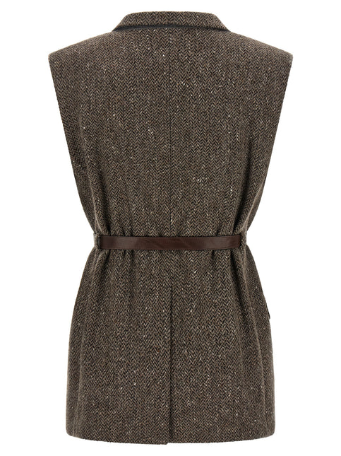 Brunello Cucinelli Brown Virgin Wool Sleeveless Jacket