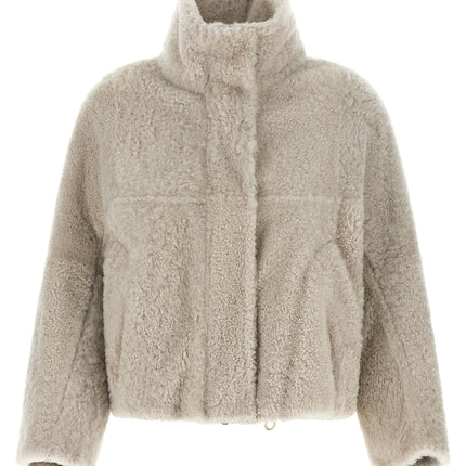 Brunello Cucinelli Beige Lamb Leather Full-Length Jacket