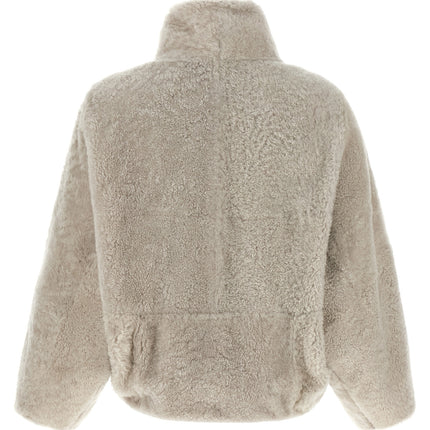 Brunello Cucinelli Beige Lamb Leather Full-Length Jacket