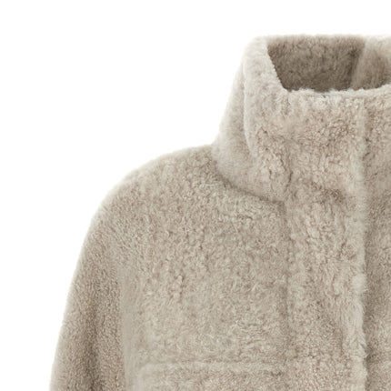 Brunello Cucinelli Beige Lamb Leather Full-Length Jacket