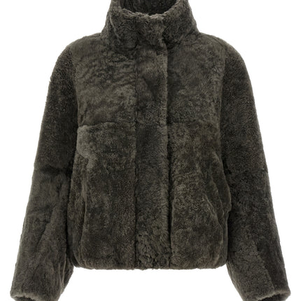 Brunello Cucinelli Gray Lamb Leather Full-Length Jacket