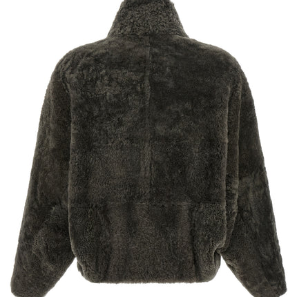 Brunello Cucinelli Gray Lamb Leather Full-Length Jacket