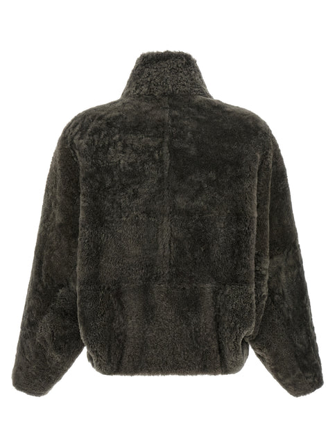 Brunello Cucinelli Gray Lamb Leather Full-Length Jacket