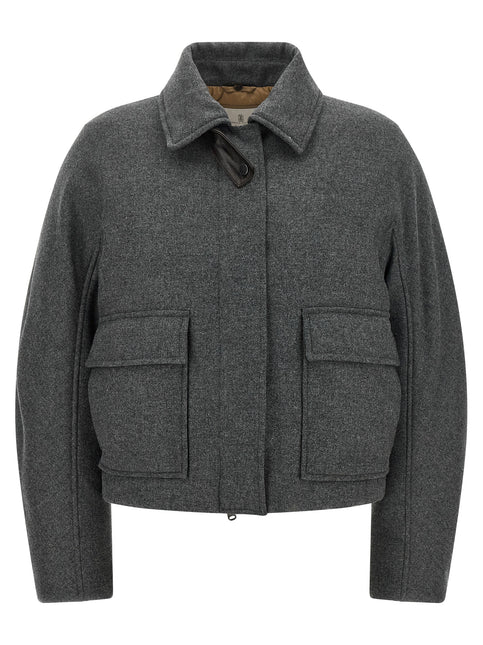 Brunello Cucinelli Gray Virgin Wool Full-Length Jacket