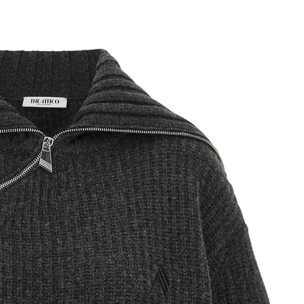 The Attico Gray Virgin Wool Cardigan