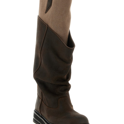 The Attico Brown Calf Leather Bos Taurus Over The Knee