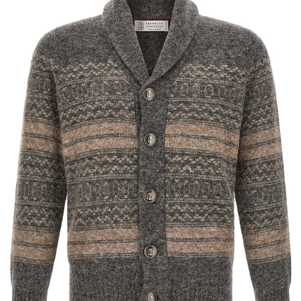 Brunello Cucinelli Gray Alpaca Leather Cardigan