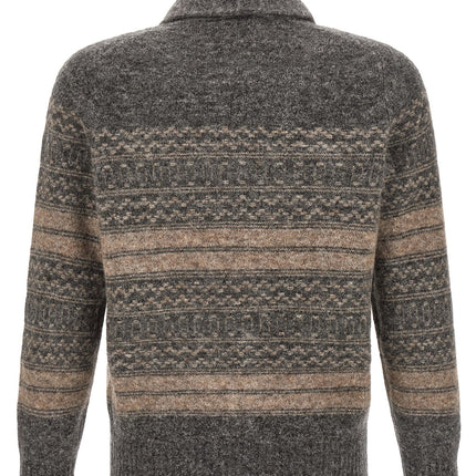 Brunello Cucinelli Gray Alpaca Leather Cardigan