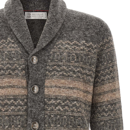Brunello Cucinelli Gray Alpaca Leather Cardigan