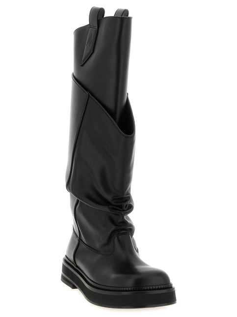 The Attico Black Calfskin Over The Knee The Attico