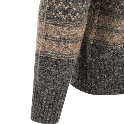 Brunello Cucinelli Gray Alpaca Leather Cardigan