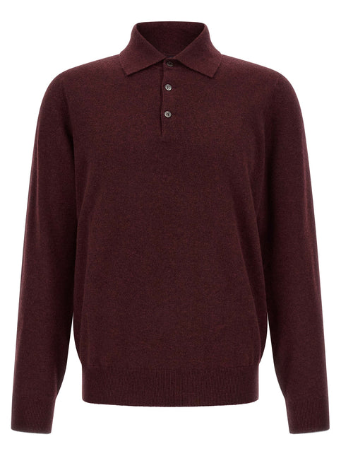 Brunello Cucinelli Bordeaux Cashmere Polo Shirt