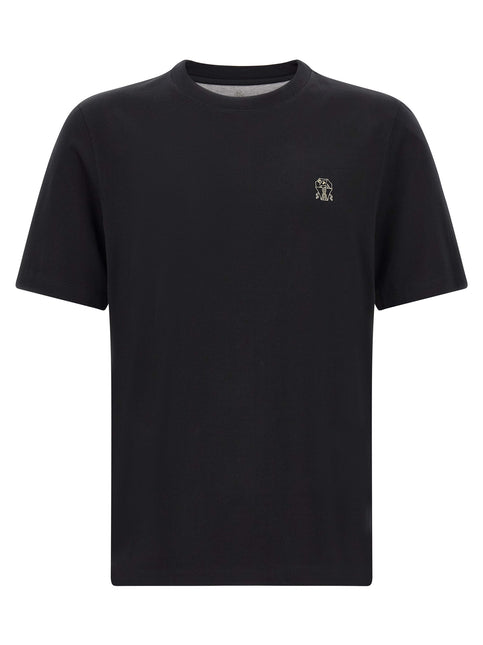 Brunello Cucinelli Black Cotton T-Shirt