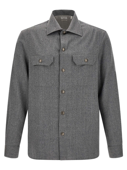 Brunello Cucinelli Gray Virgin Wool Blouse Brunello Cucinelli