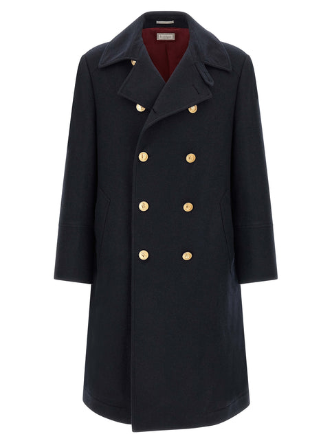 Brunello Cucinelli Blue Cashmere Coat Brunello Cucinelli