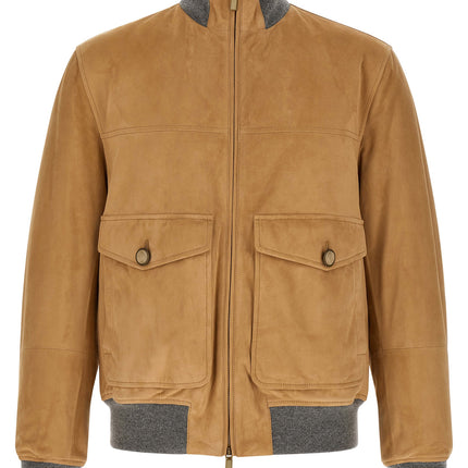 Brunello Cucinelli Beige Lamb Leather Leather Jacket