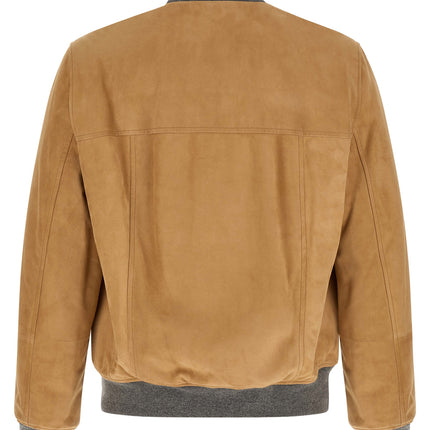 Brunello Cucinelli Beige Lamb Leather Leather Jacket