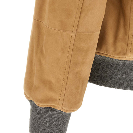 Brunello Cucinelli Beige Lamb Leather Leather Jacket