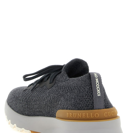 Brunello Cucinelli Gray Cotton Athletic Sneakers