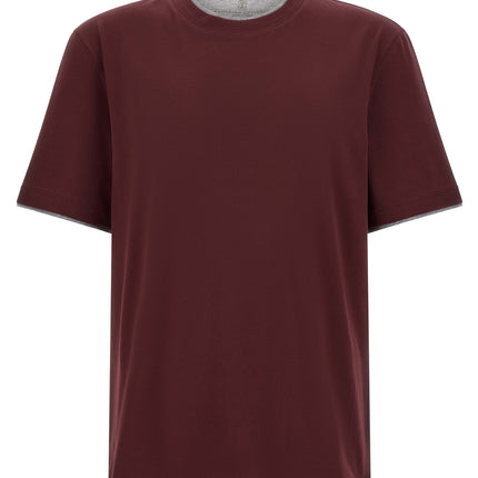 Brunello Cucinelli Bordeaux Cotton T-Shirt
