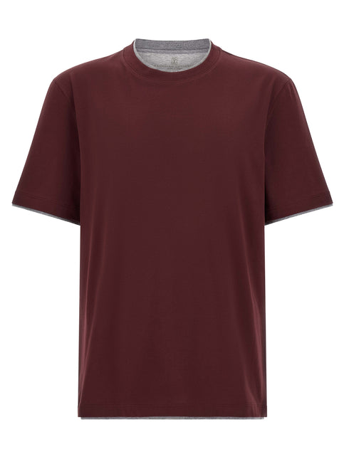 Brunello Cucinelli Bordeaux Cotton T-Shirt