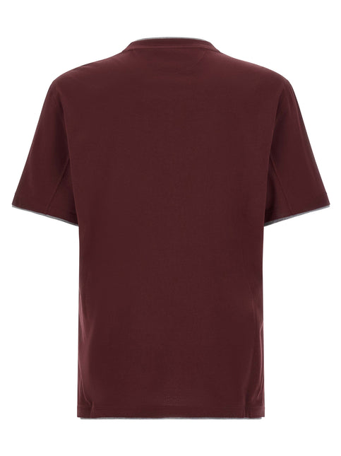 Brunello Cucinelli Bordeaux Cotton T-Shirt